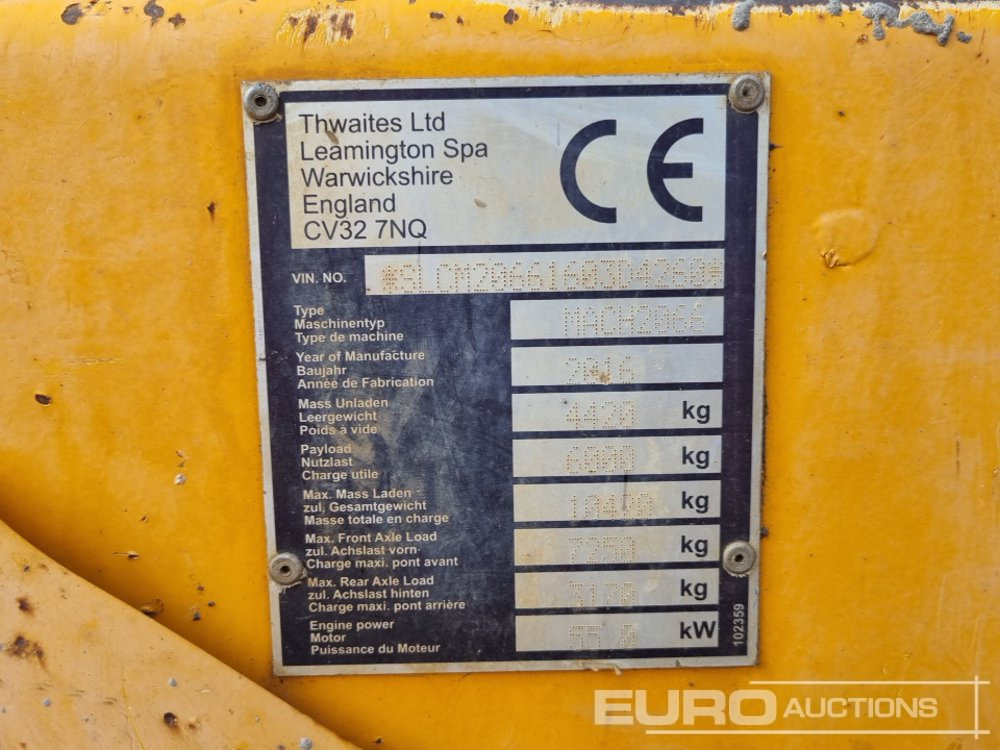 Mini dumper 2016 Thwaites 6 Ton: foto 39