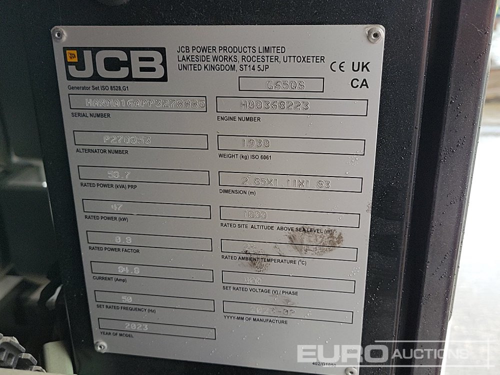 Gruppo elettrogeno 2023 JCB G65QS: foto 25