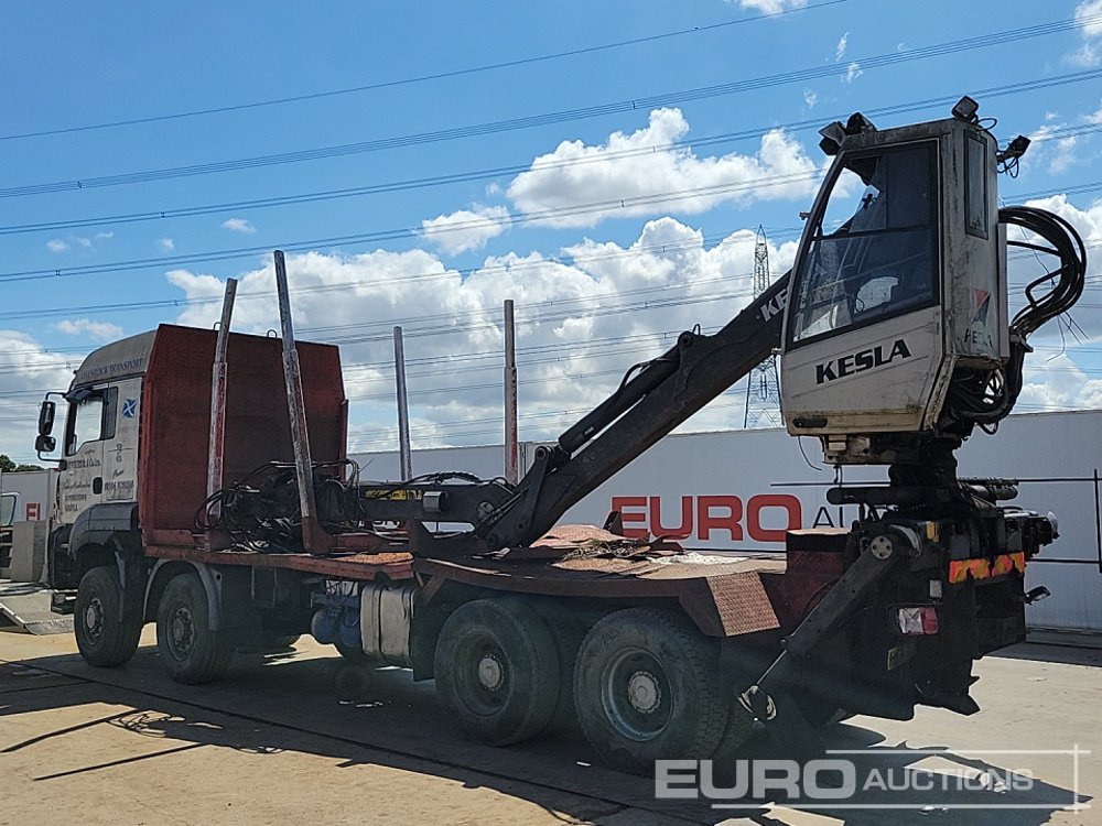 MAN 8x4 Flatbed Timber Lorry, Rear Mounted Kesla 2012T Hydraulic Crane With Cab, Hydraulic Rotating Log Grab, Manual Gearbox - Autocarro con pianale/ Cassone fisso: foto 3 MAN 8x4 Flatbed Timber Lorry, Rear Mounted Kesla 2012T Hydraulic Crane With Cab, Hydraulic Rotating Log Grab, Manual Gearbox - Autocarro con pianale/ Cassone fisso: foto 3