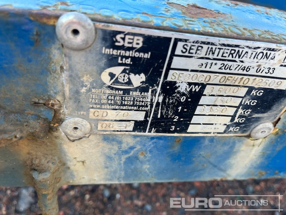 Seb International "CD70" Single axle Cable Drum Trailer - Rimorchio trasporto macchine operatrici: foto 4 Seb International "CD70" Single axle Cable Drum Trailer - Rimorchio trasporto macchine operatrici: foto 4