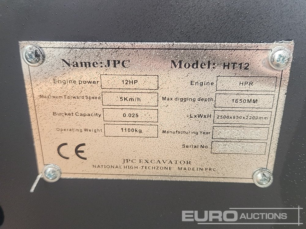 Unused 2025 JPC HT12 - Miniescavatore: foto 2 Unused 2025 JPC HT12 - Miniescavatore: foto 2