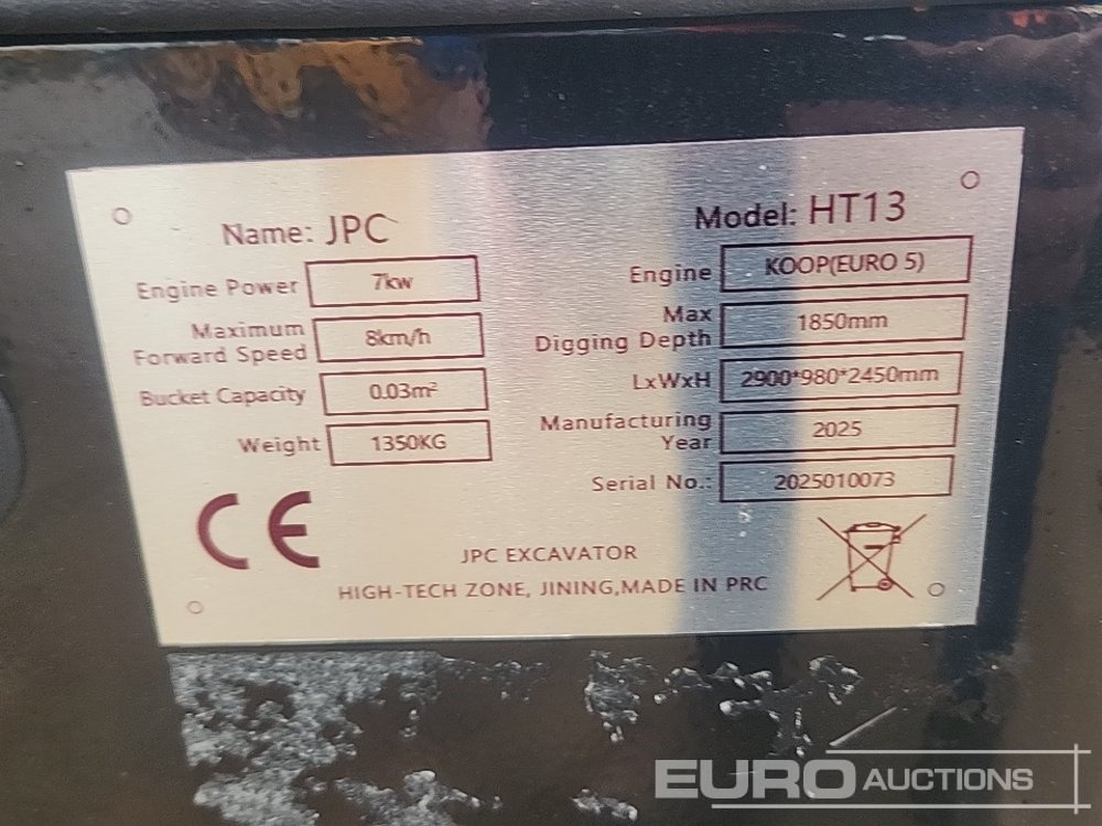 Unused 2025 JPC HT13 - Miniescavatore: foto 2 Unused 2025 JPC HT13 - Miniescavatore: foto 2