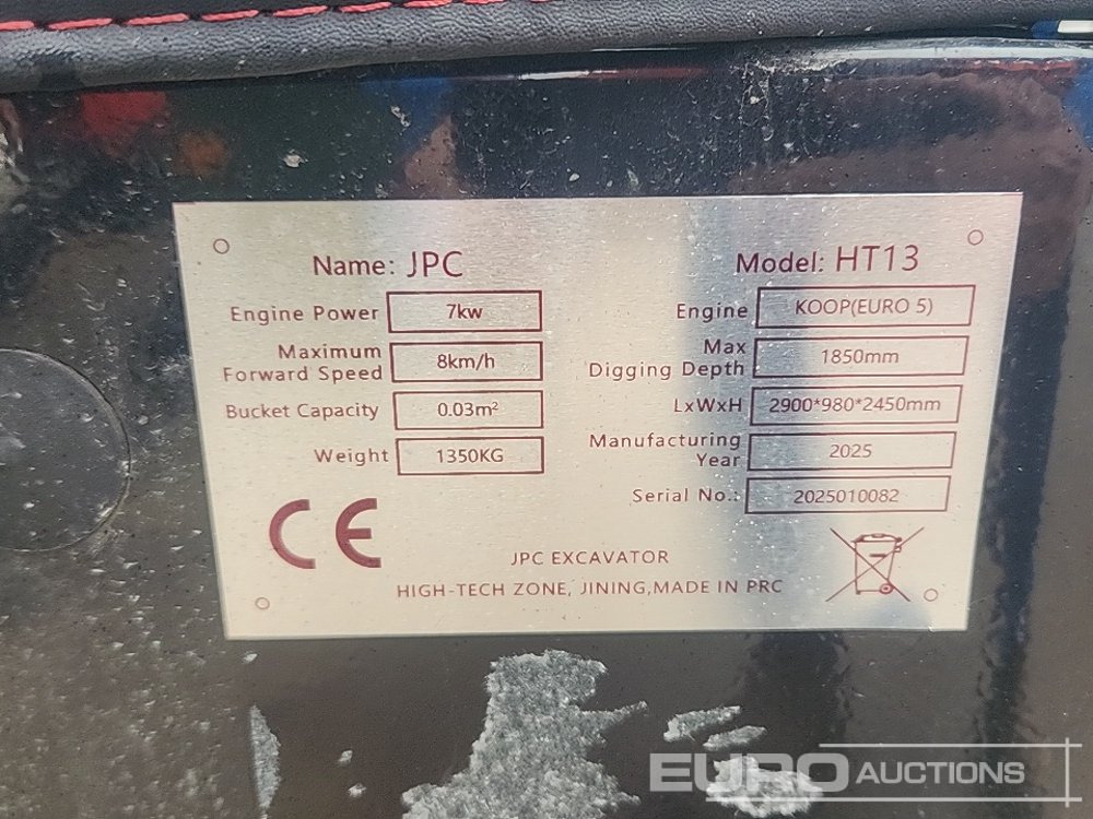 Unused 2025 JPC HT13 - Miniescavatore: foto 2 Unused 2025 JPC HT13 - Miniescavatore: foto 2