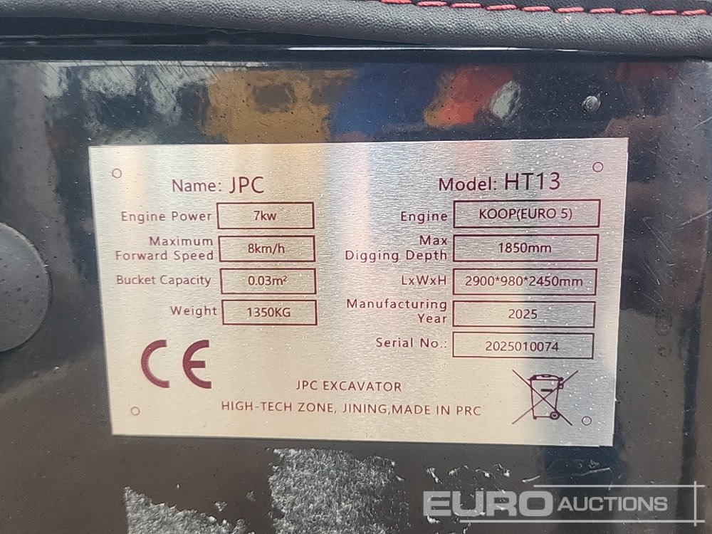 Unused 2025 JPC HT13 - Miniescavatore: foto 2 Unused 2025 JPC HT13 - Miniescavatore: foto 2