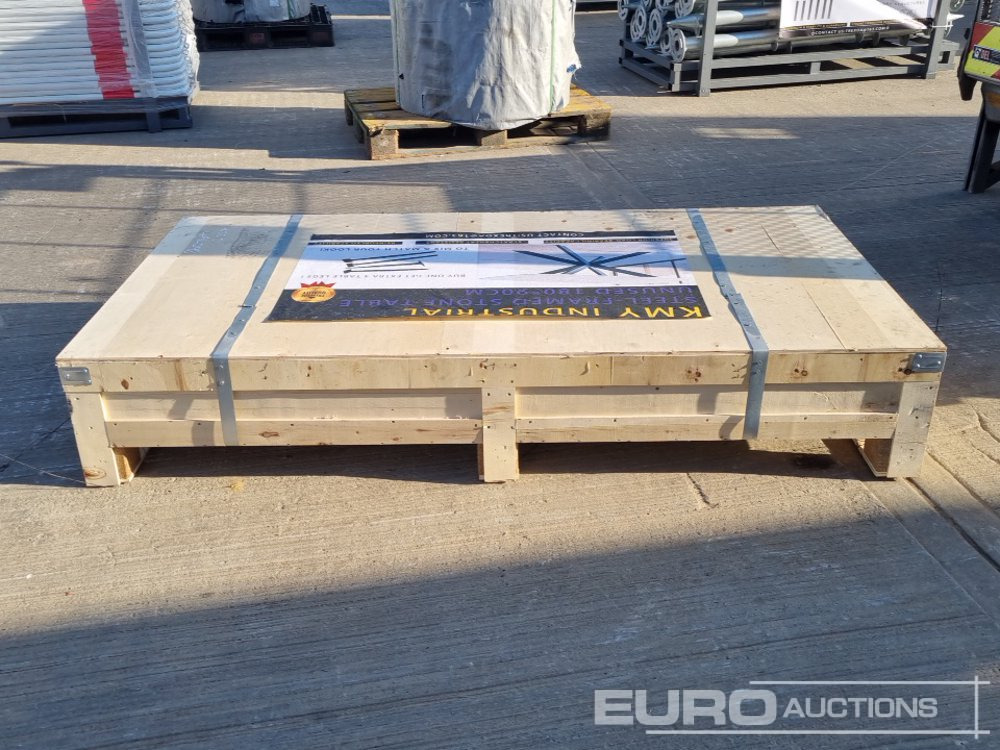 Unused KMY Industrial Steel Framed Stone Dining Table - Attrezzatura da costruzione: foto 4 Unused KMY Industrial Steel Framed Stone Dining Table - Attrezzatura da costruzione: foto 4