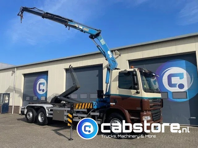 DAF CF 85.340 6X2 Euro 3 - Haakarm containersystem - Hooklift - Abrollkipper - Year 2004 - HMF 1680-K2 Crane - Grua - Ladekran - Autolaadkraan - Autocarro scarrabile, Camion con gru: foto 1 DAF CF 85.340 6X2 Euro 3 - Haakarm containersystem - Hooklift - Abrollkipper - Year 2004 - HMF 1680-K2 Crane - Grua - Ladekran - Autolaadkraan - Autocarro scarrabile, Camion con gru: foto 1