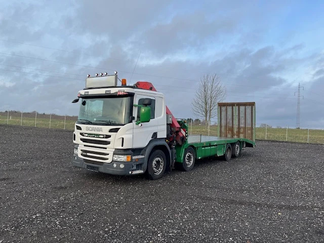 Scania P450 8X2*6 Knæklad + Kran HMF1820 – Machinetransporter - Camion bisarca, Camion con gru: foto 1 Scania P450 8X2*6 Knæklad + Kran HMF1820 – Machinetransporter - Camion bisarca, Camion con gru: foto 1
