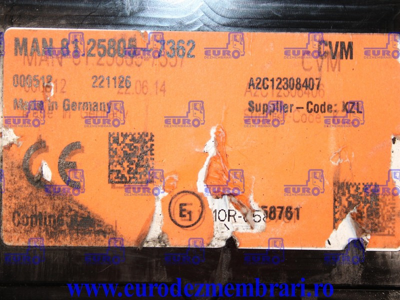 CALCULATOR CVM BASIC BV1 I2 MAN TGX TG3 81.25805.7362 - ECU per Camion: foto 2 CALCULATOR CVM BASIC BV1 I2 MAN TGX TG3 81.25805.7362 - ECU per Camion: foto 2