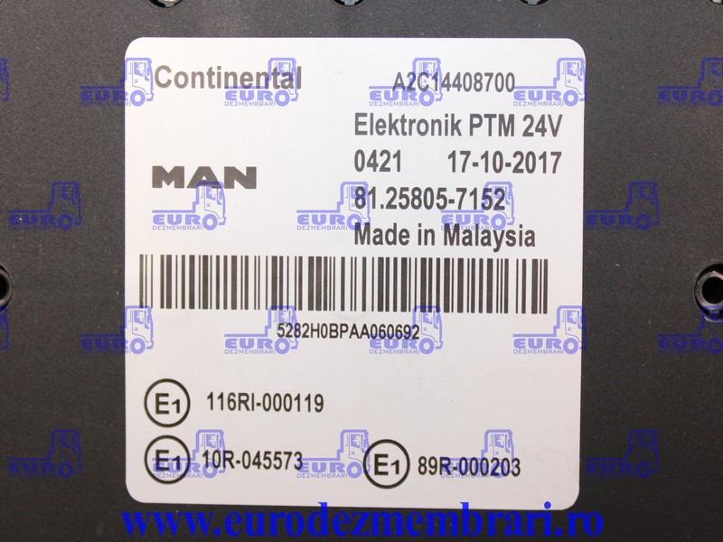 CALCULATOR PTM MAN TGX 81.25805.7152, 81.25805.7143 - ECU per Camion: foto 3 CALCULATOR PTM MAN TGX 81.25805.7152, 81.25805.7143 - ECU per Camion: foto 3